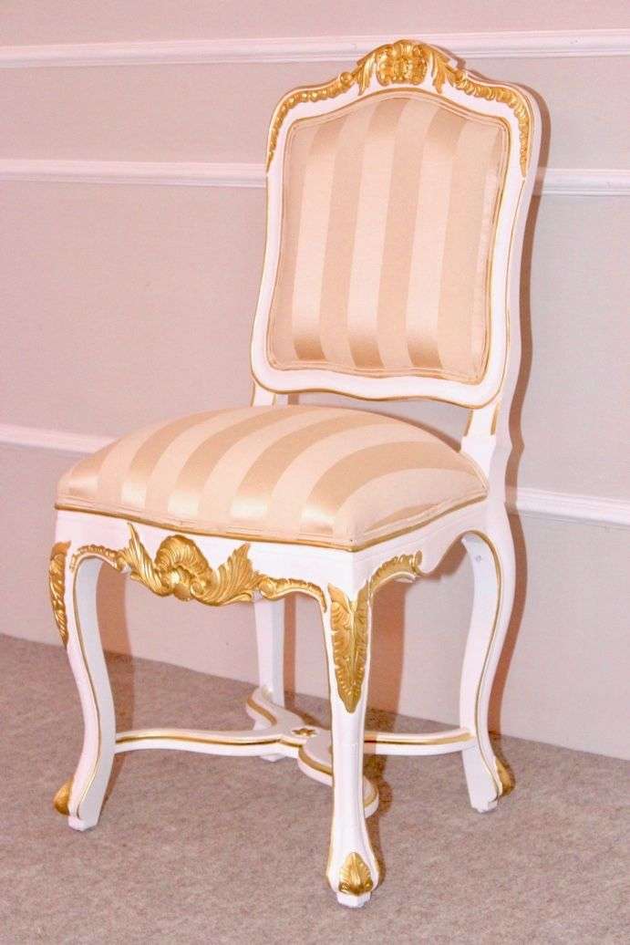 Barock Esszimmer Garnitur Regency Antik-weiß mit goldenem Dekor, Tisch