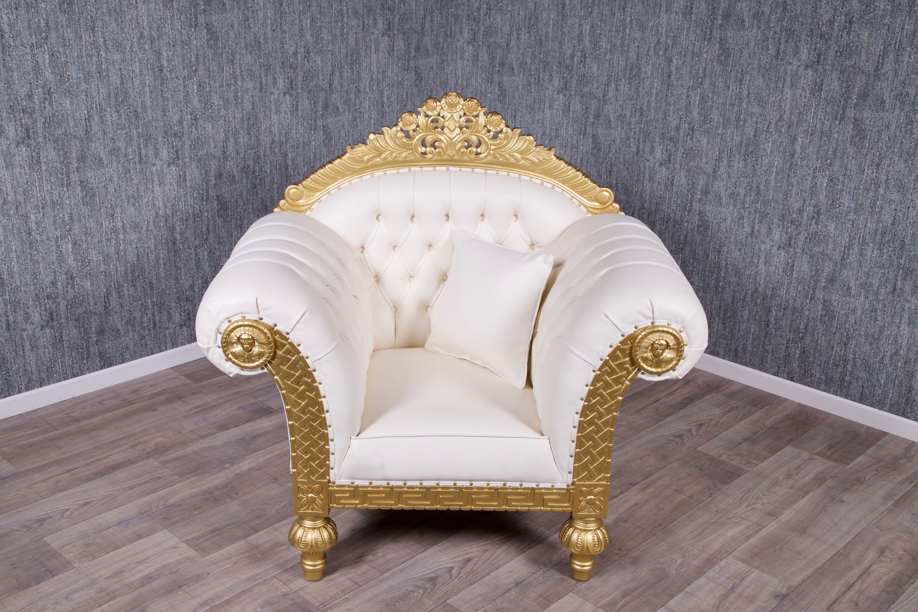 Barock stuhl im leoparden Muster gold holzstuhl safari antik luxus design lounge