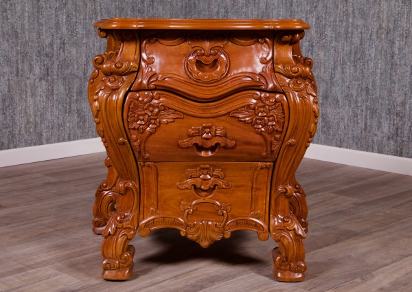 Barock Nachttisch, Repro-Antik-Design, Mahagoni Massiv Holz ausgefallen exclusive.  