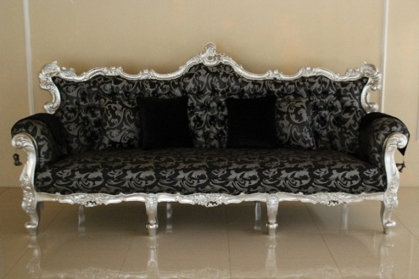 Barock Sofa, Repro-Antik-Design, Mahagoni massiv Holz