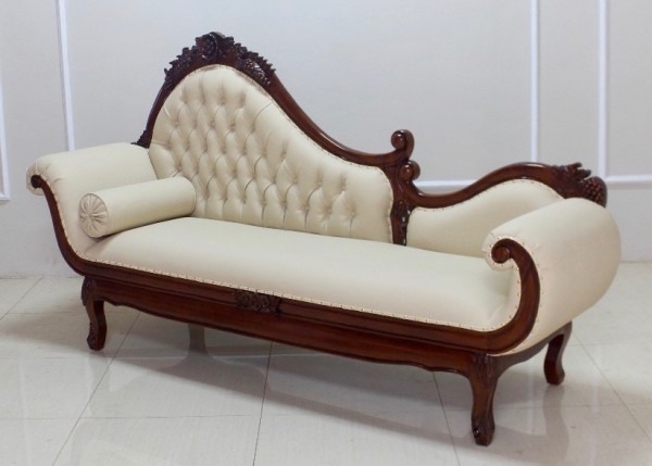 Barock Sofa Chaiselongue, Repro-Antik-Design, Mahagoni massiv Holz aufwendige Holzschnitzer    